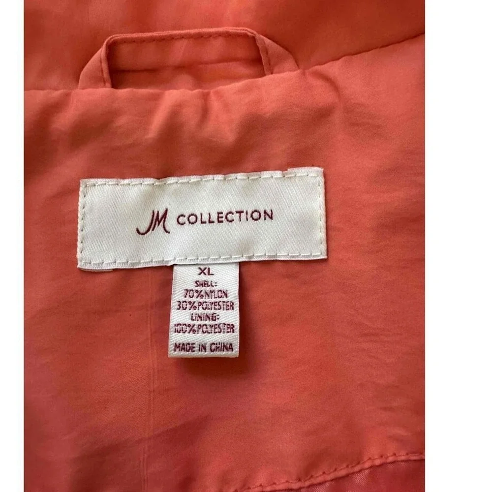 JM Collection Jacket‎ Womans XL Coral Snap Button Drawstring Waist Flap Pockets